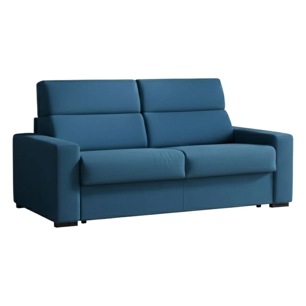 Ozegna, Divano Fisso 3 Posti Sfoderabile Made in Italy, 220x95 cm blu