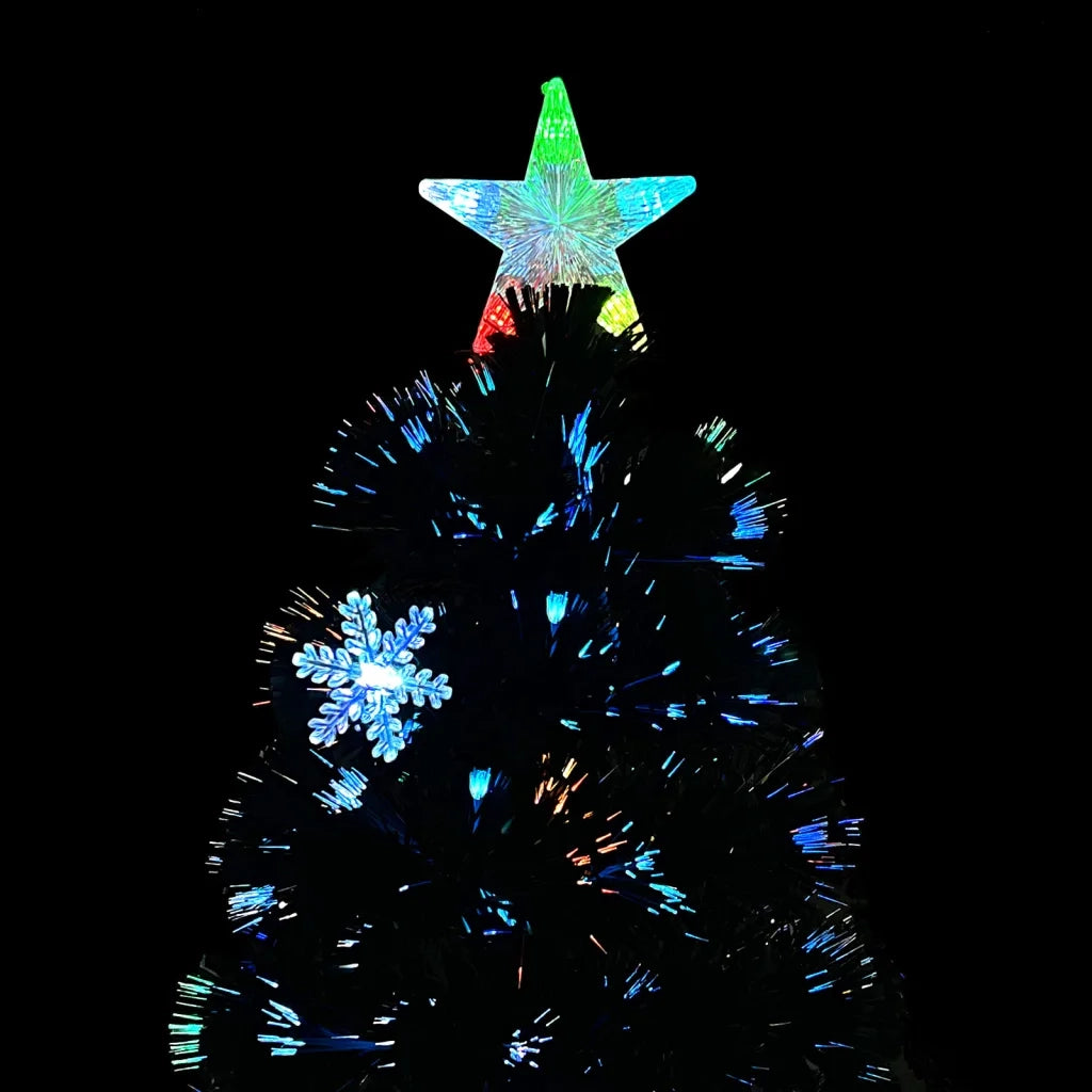 Albero Natale con Fiocchi di Neve a LED Nero 210cm Fibra Ottica 328464