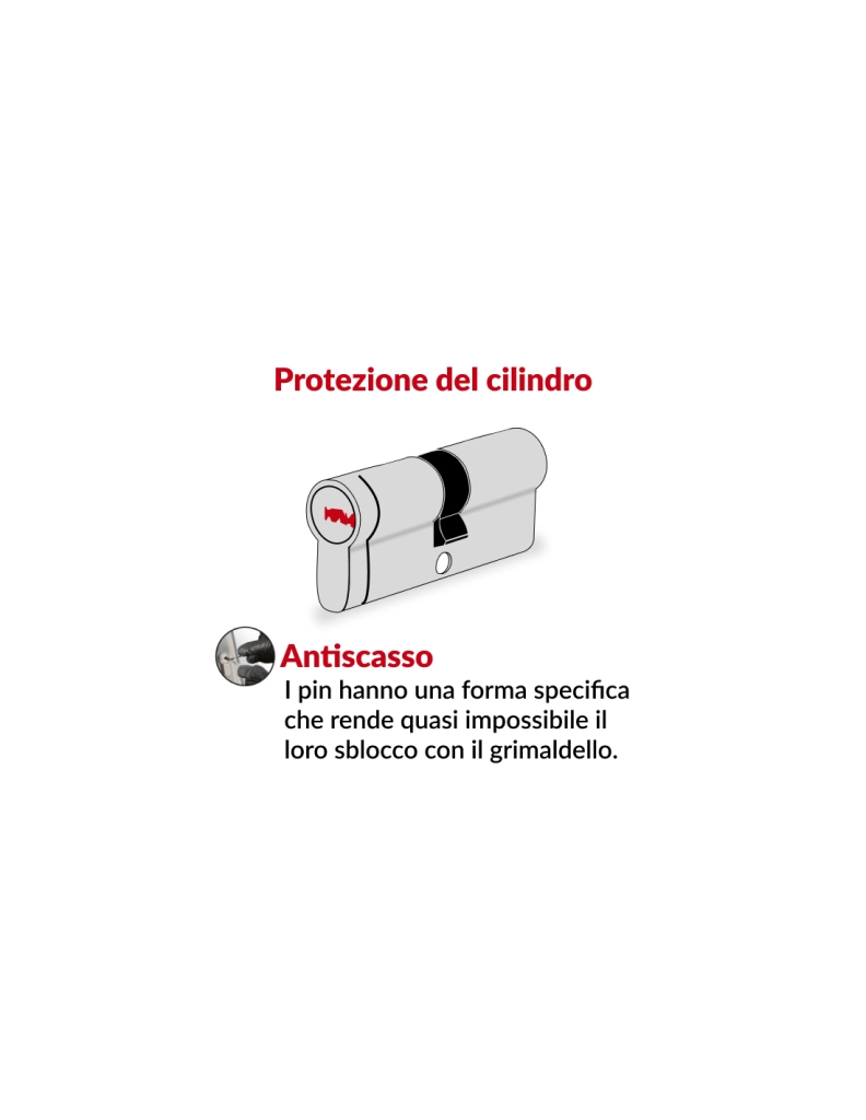 Cilindro europeo a doppia entrata Trafic 6, 30x70mm, nichel, antiperforazione, antirottura, 5 chiavi piatte reversibili- THIRARD