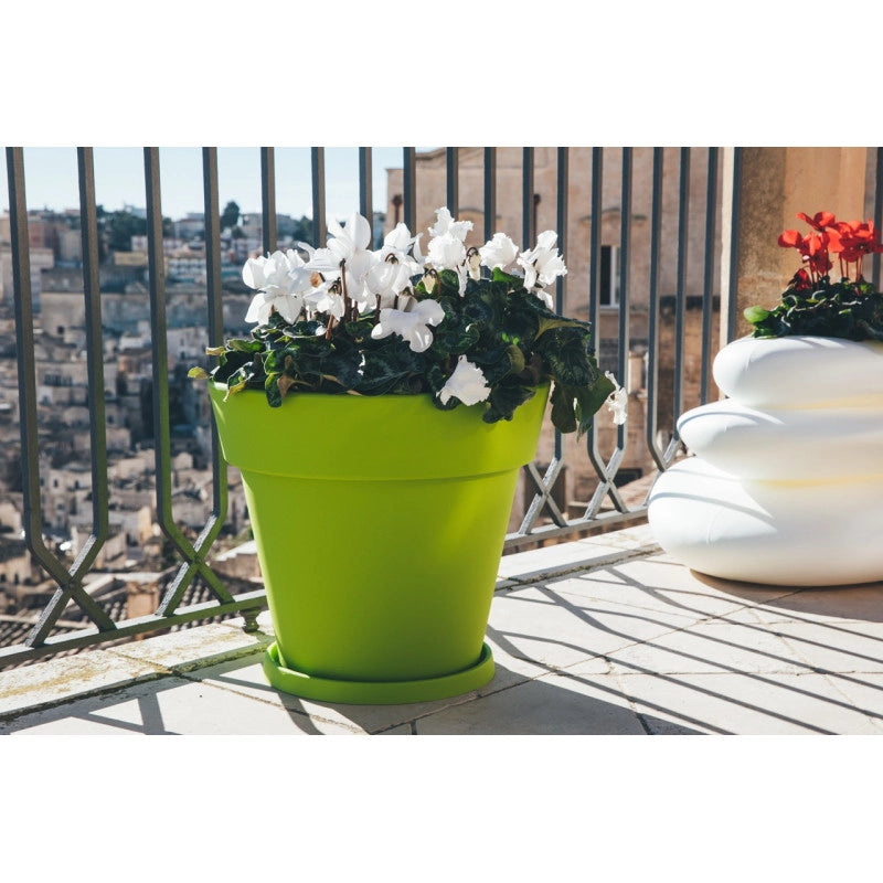 Vaso moderno di design Ø50 H44 in polimero viola resistente per interno ed esterno - Made in Italy - Monacis