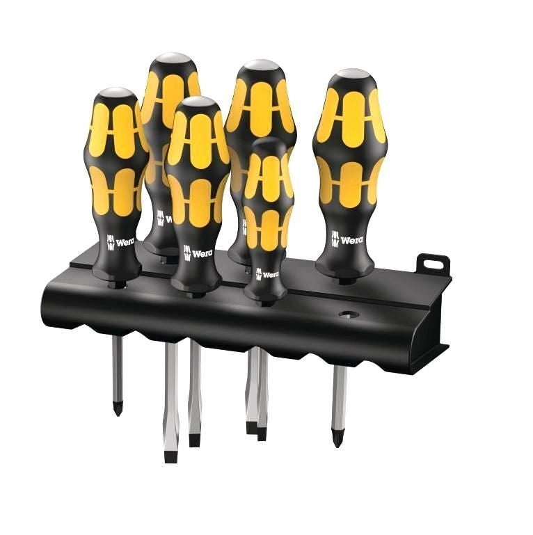 Wera 05018282001 932-6 Kraftform Set Cacciavite 6 Pezzi con Impugnatura Ergonomica Lama Esagonale Continua e Punta Black Point colore Nero Giallo