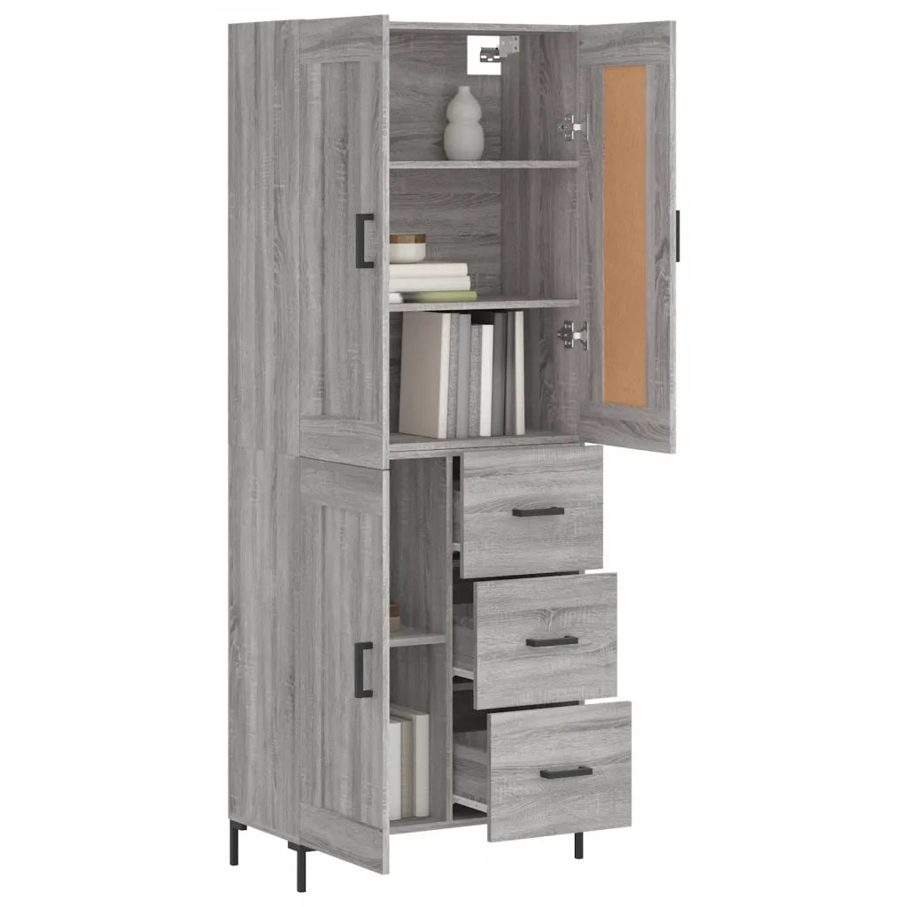 Credenza Grigio Sonoma 69,5x34x180 cm in Legno Multistrato 3200007