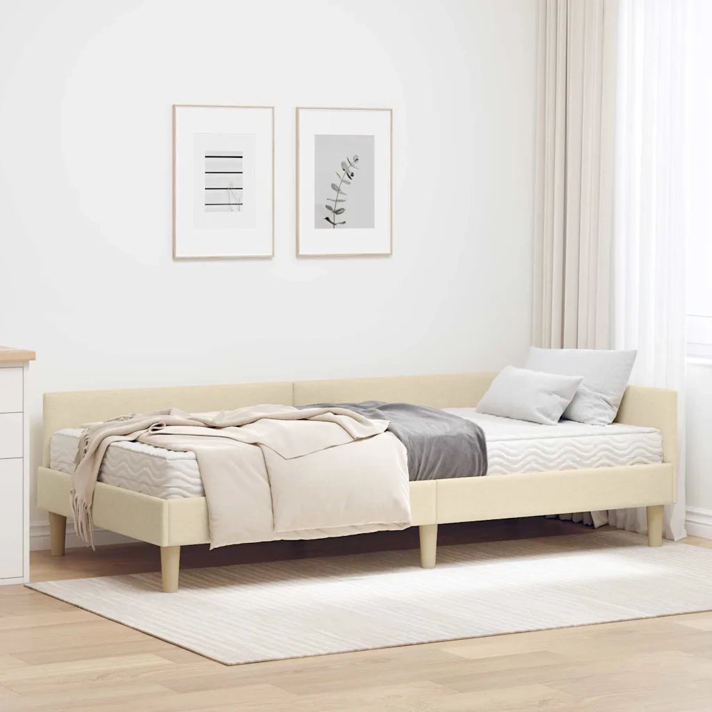 Struttura Letto Angolare con Materasso 2 pcs Crema Tessuto 3393659