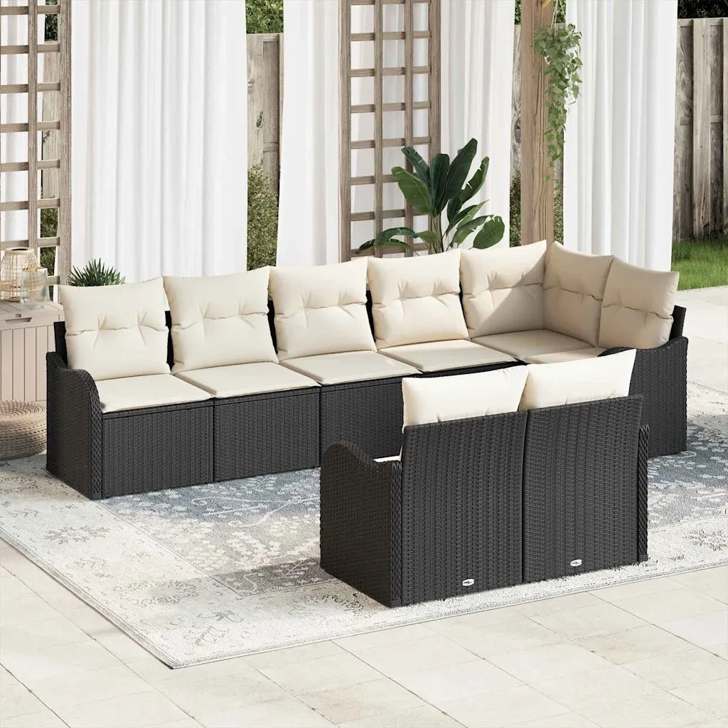 Set Divano da Giardino 8 pcs Nero polyrattan