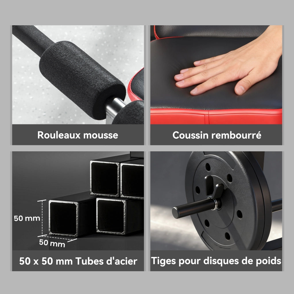 Panca multifunzione per allenamento ¨C Xylo ¨C con schienale regolabile e supporto pesi 147x109x122cm nero