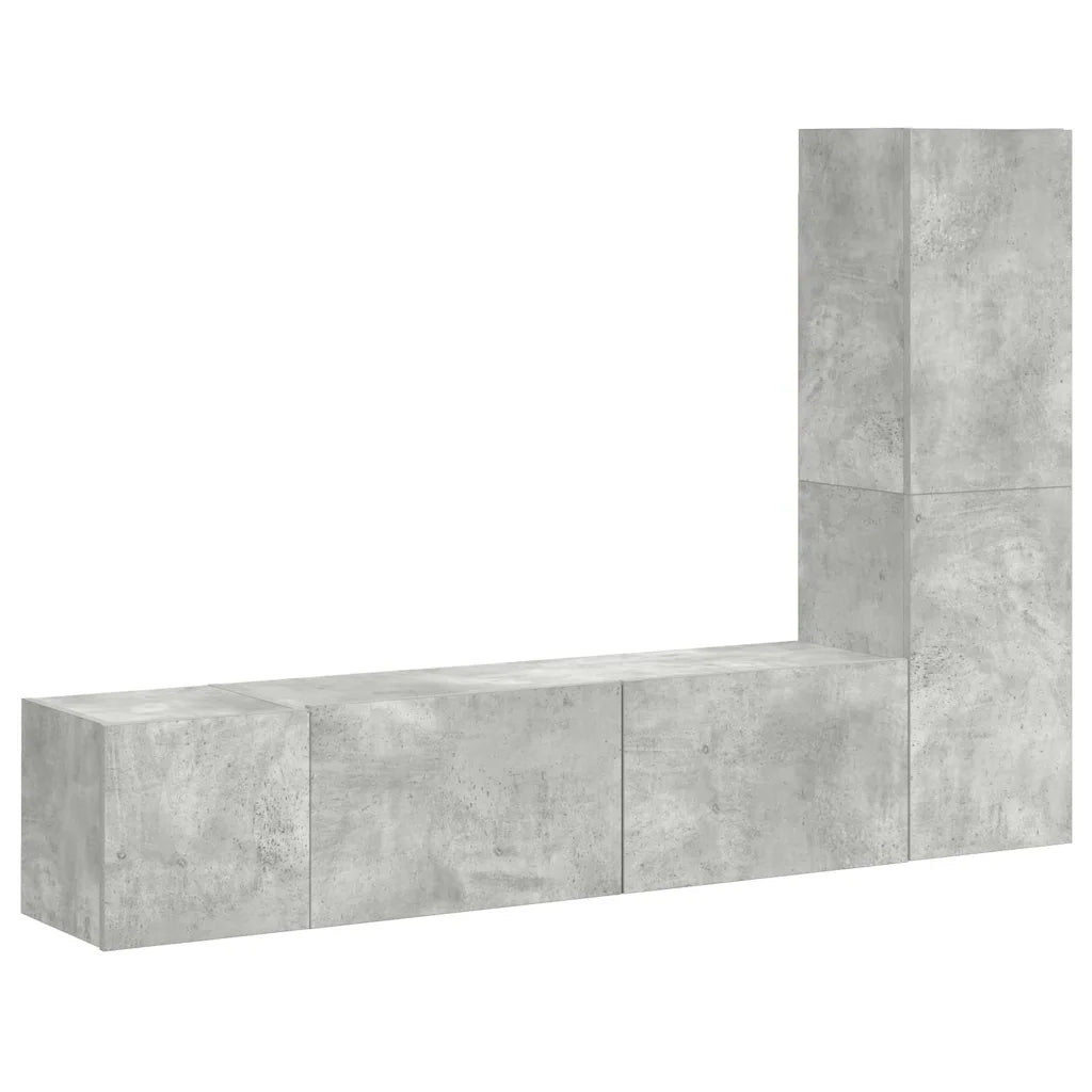 Set di Mobili Porta TV 3 pz Grigio Cemento in Legno Multistrato 3079076
