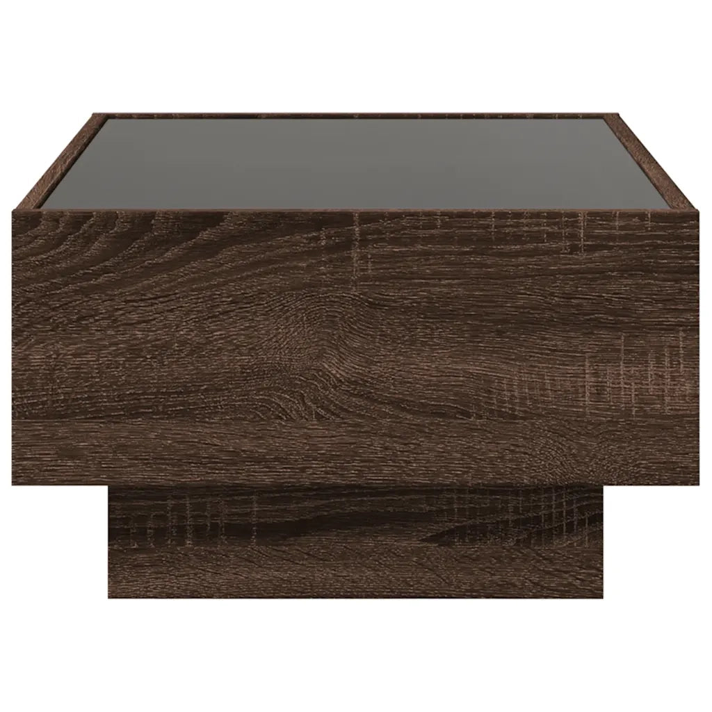 Tavolino Salotto con LED-Tavolino da soggiorno-Tavolo Rovere Marrone 70x50x30 cm Multistrato
