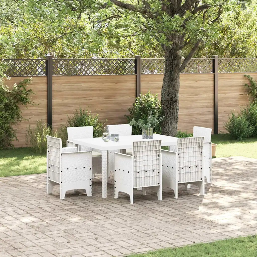 Set da Pranzo per Giardino 7 pcs Bianco Rattan Polt 3378566