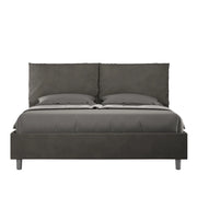 BS COM Letto matrimoniale contenitore imbottito 160x210 microfibra grigio
