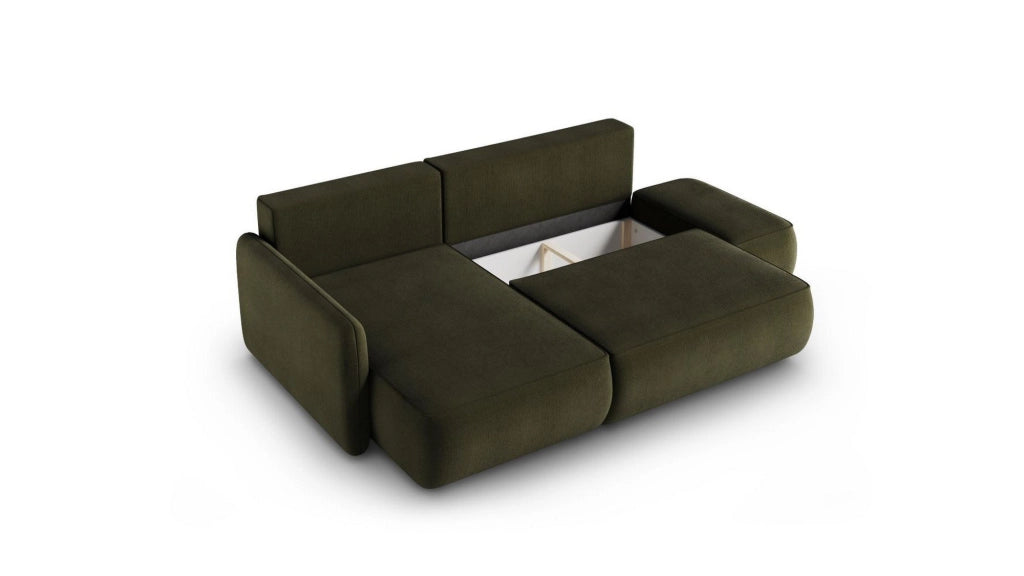 Rezzo, Divano Letto con Penisola Contenitore, 229x148 cm Verde