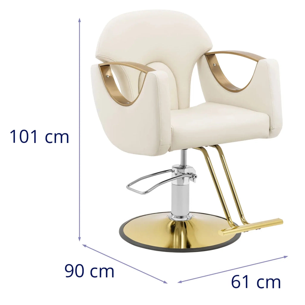 Poltrona professionale da parrucchiere con poggiapiedi 180 kg PVC acciaio crema 14_0008945
