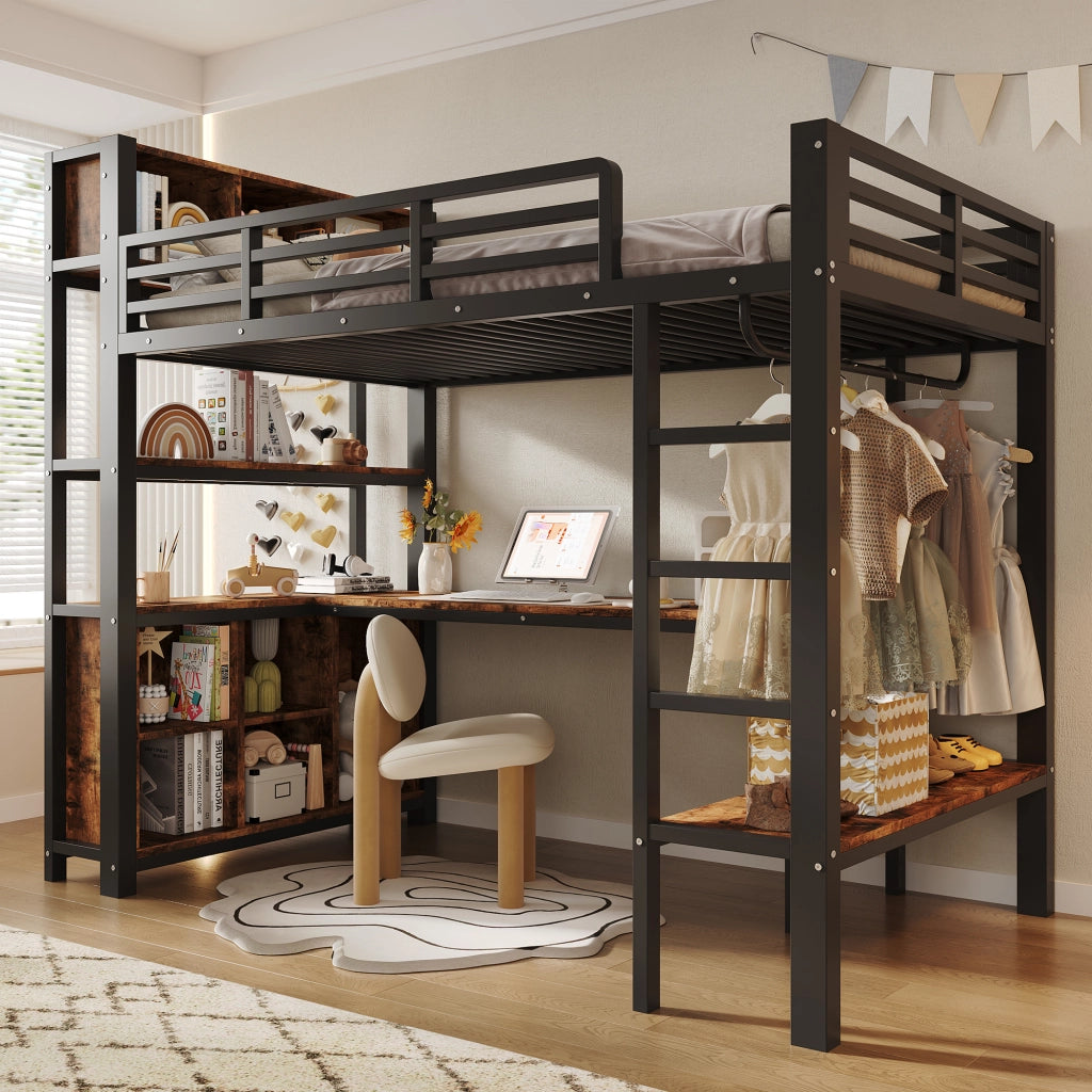 letto a castello mdf metallo nero 90 x 200 cm