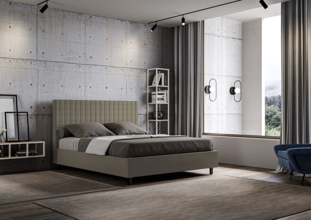 BS COM Letto matrimoniale king size con rete imbottito 170x200 similpelle cappuccino