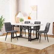 Set Tavolo da Pranzo con 4 Sedie ¨C Xylo ¨C Nero, Velluto Grigio Scuro, 120x70 cm