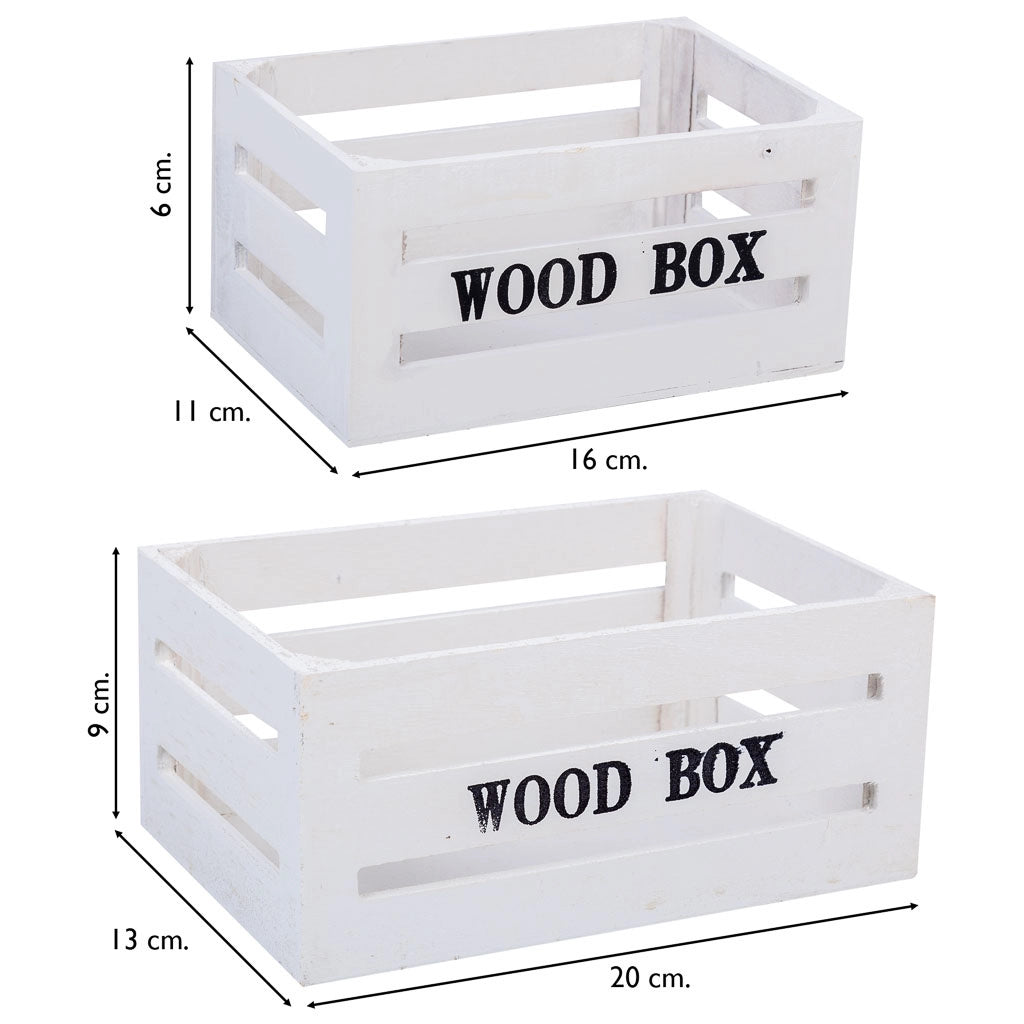 Set di 2 cassetti in legno bianco
