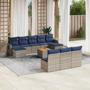 Set Divani da Giardino 11 pz con Cuscini Grigio in Polyrattan 3224773