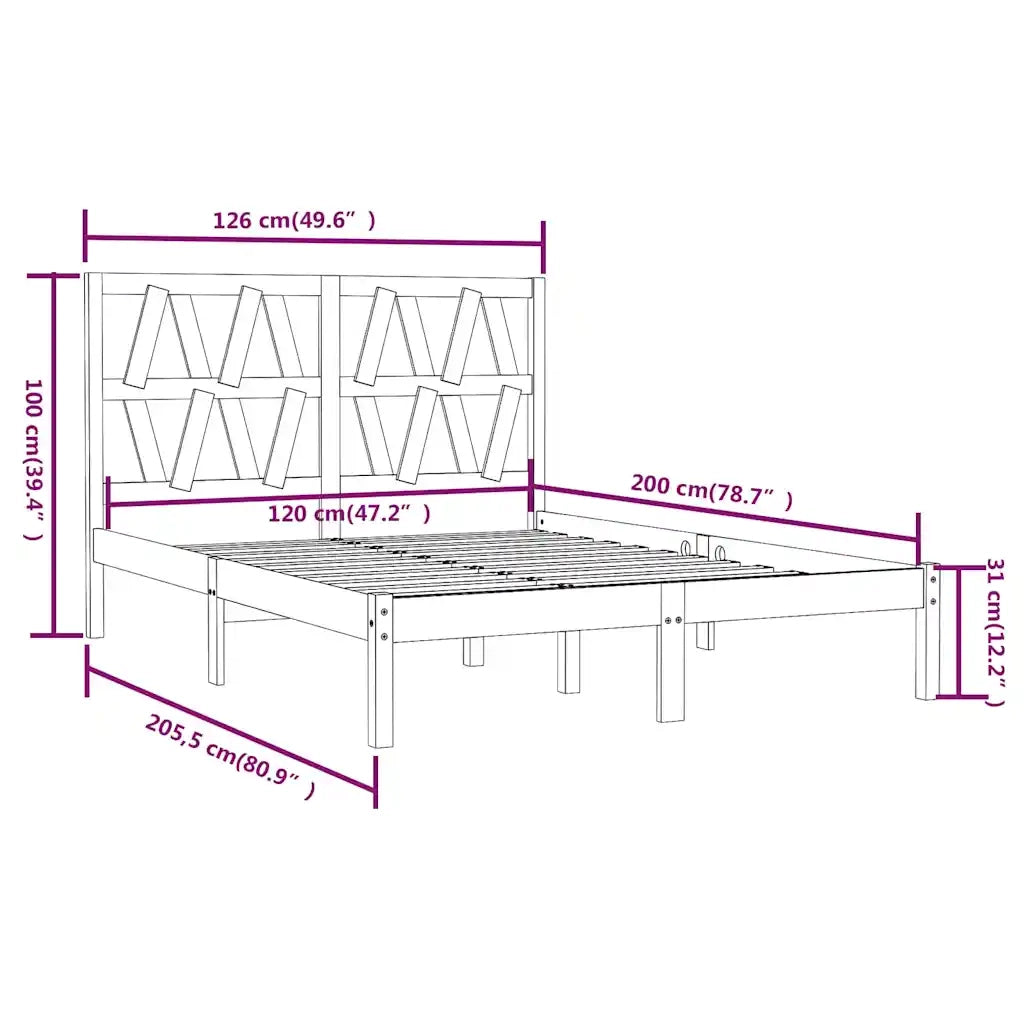 Giroletto-Struttura Letto Bianco in Legno Massello di Pino 120x200 cm 244381
