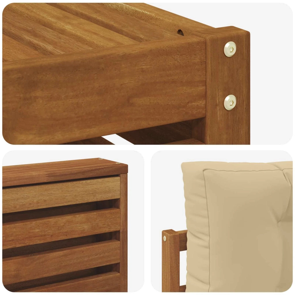 Set di divani da esterno con cuscino 5 pcs Naturale e Beige 3372988