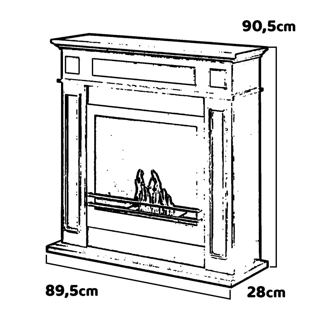 Jefferson - Camino a bioetanolo da terra in legno 89,5x28xH90,5 cm, colore marrone