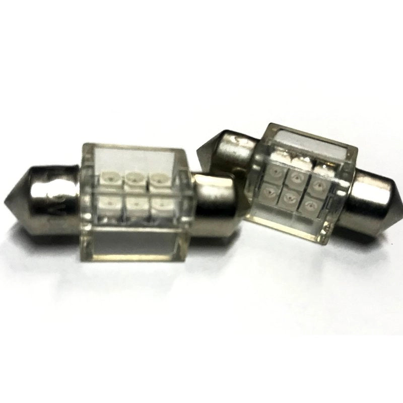 Coppia 2 Lampade Led T11 C5W Siluro 31mm Quadrato Con 6 Smd 3528 Colore Bianco Freddo 6000K 12V 1W