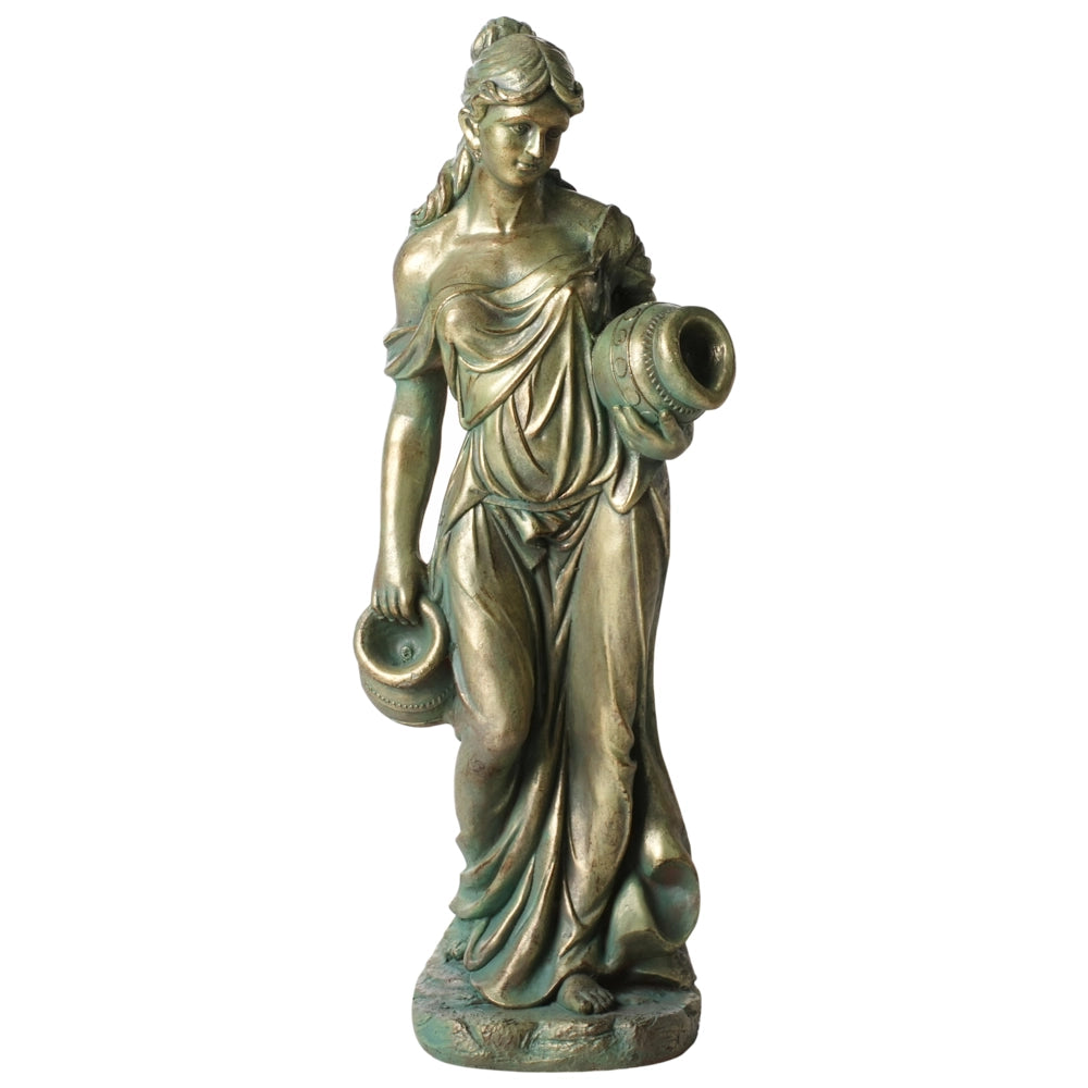 Statuetta decorativa in ferro a forma di donna con anfora verde Decorazione per interni ed esterni Soggiorno