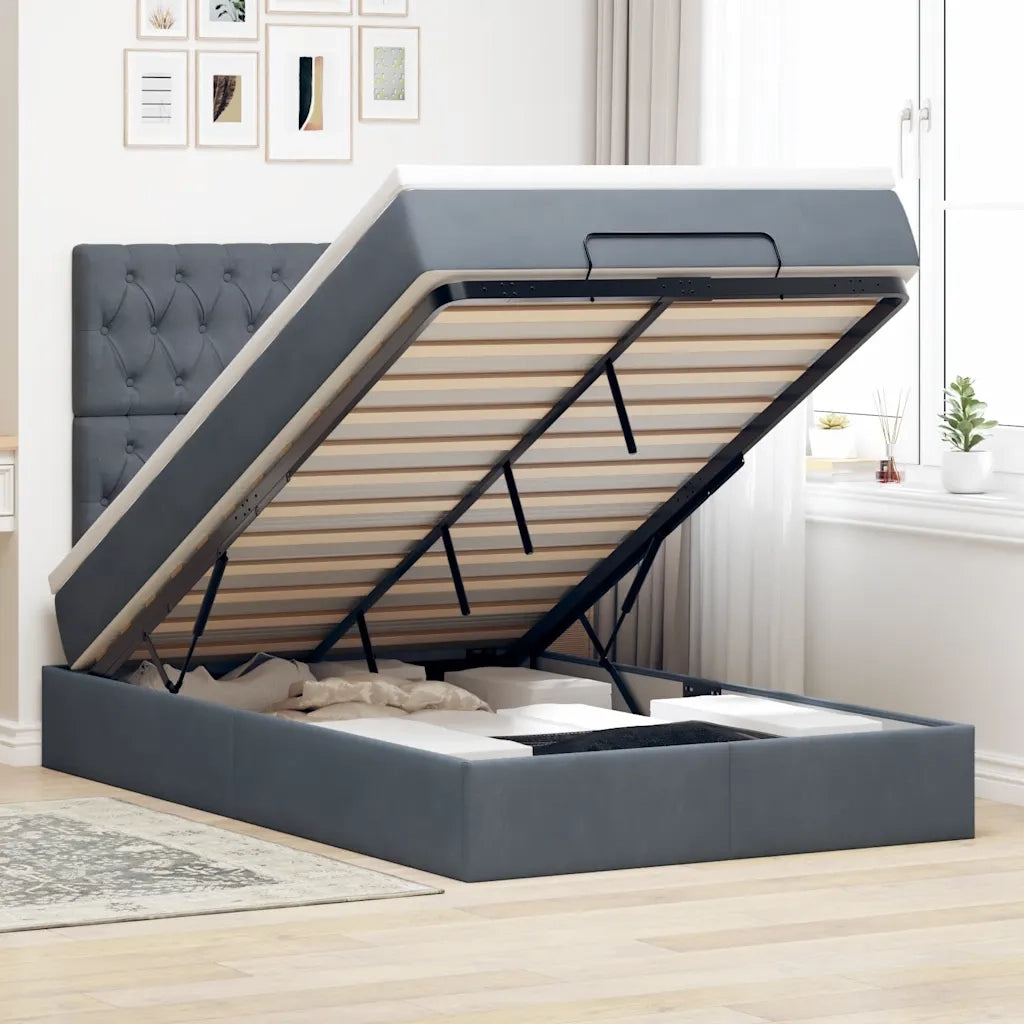 Struttura Letto Pouf con Materassi 120x200 cm Velluto 3313536