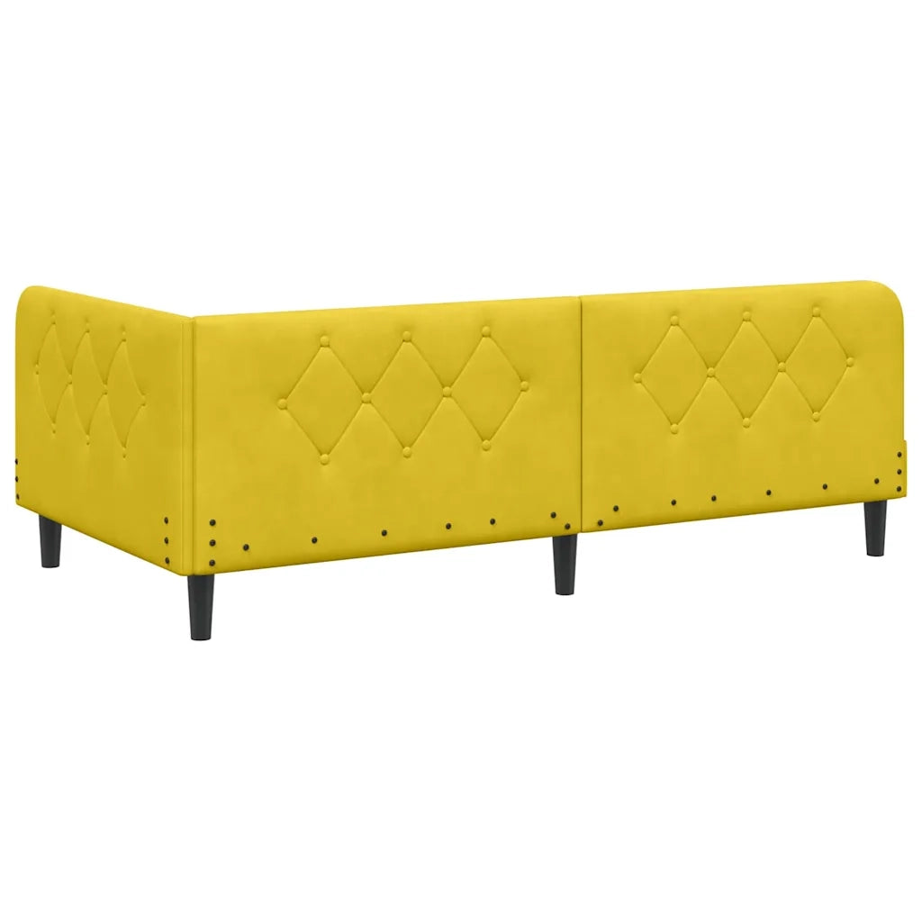 Letto singolo | Letto per adulti | Cornice del letto ad angolo Giallo 90 x 200 cm Velluto