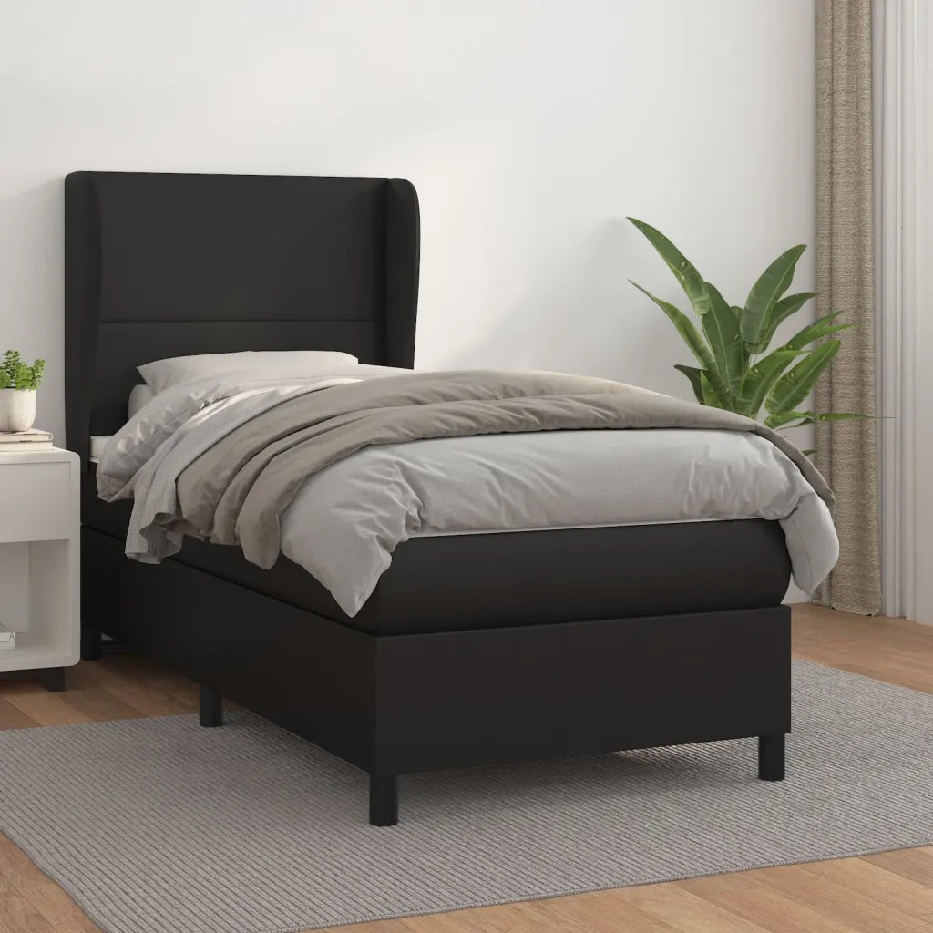 Giroletto a Molle con Materasso-Struttura Letto Nero 80x200 cm in Similpelle 917247