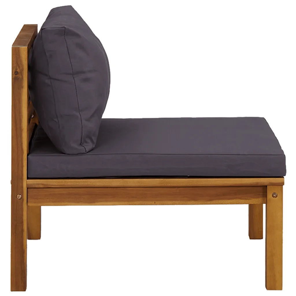Set Divani da Giardino 2pz | Set Salotto da Giardino Cuscini Grigio Scuro Massello Acacia