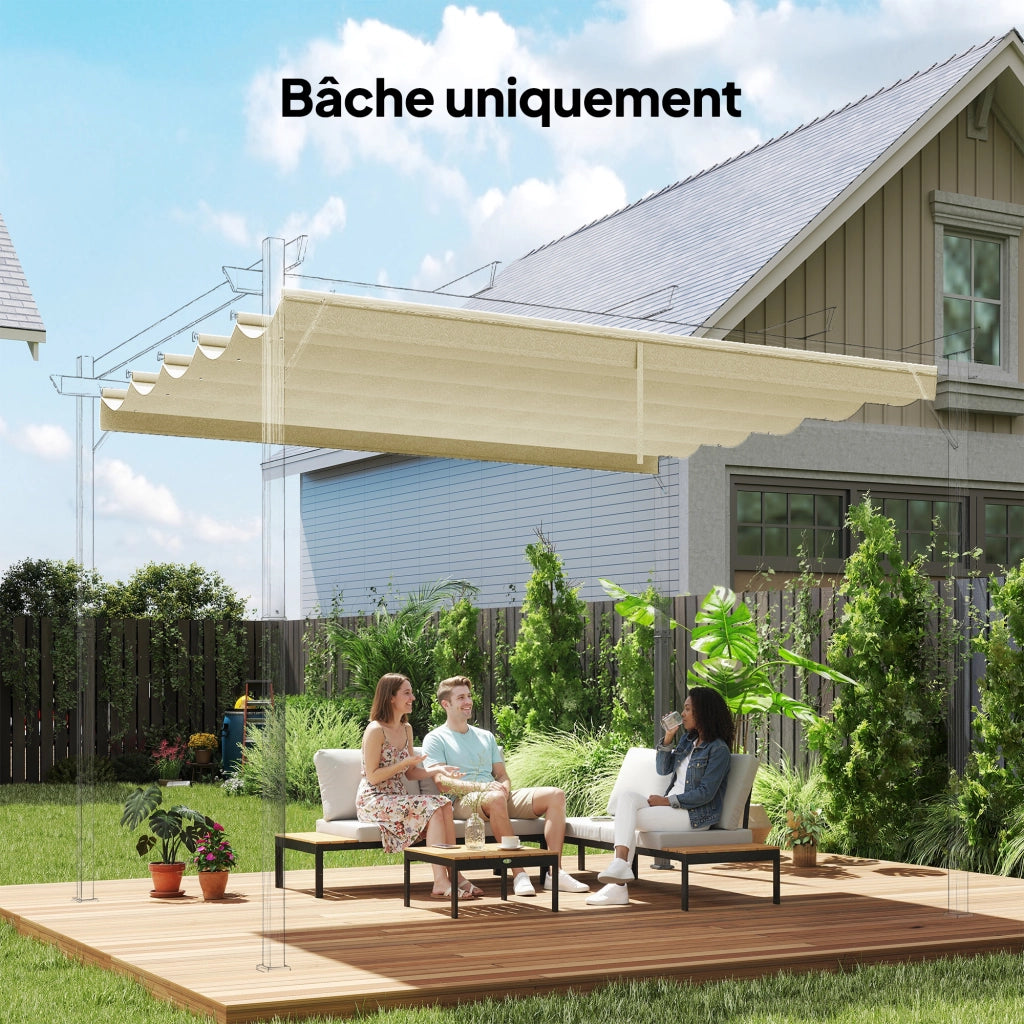 Telo di ricambio per pergola retrattile 3x3m ¨C Xylo ¨C 250x255cm crema