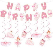 Decorazioni per Festa - Tema Sognante - Bandiera di Buon Compleanno - Carte Tutù - Carte Zanzara - Vortici Sospesi - Accessori per Festa - Decorazioni per Festa