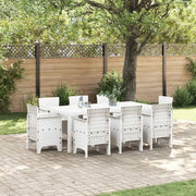 Set da Pranzo per Giardino 9 pcs Bianco Polipropilene