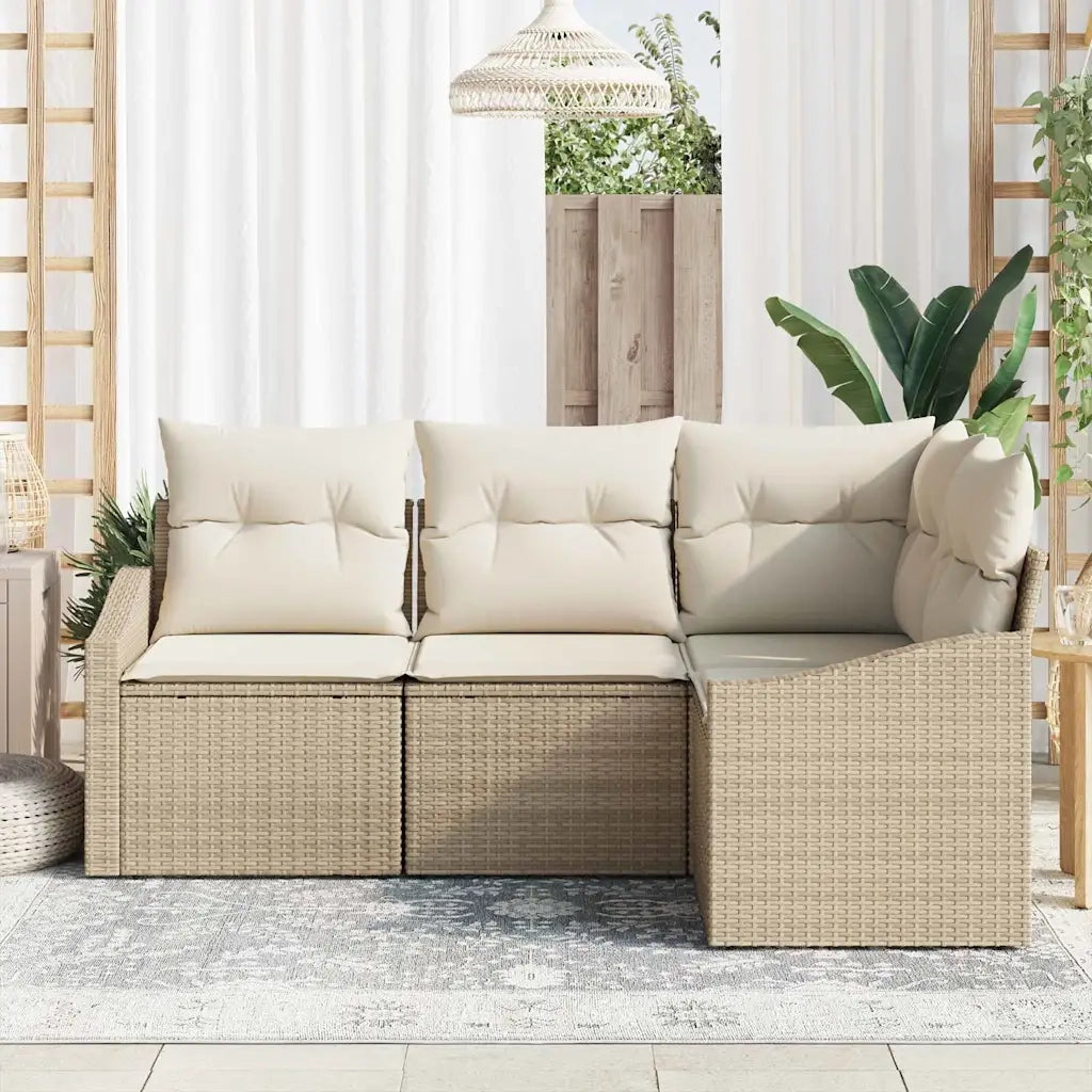 Set di divani con cuscino 4 pcs Beige polyrattan 3346701