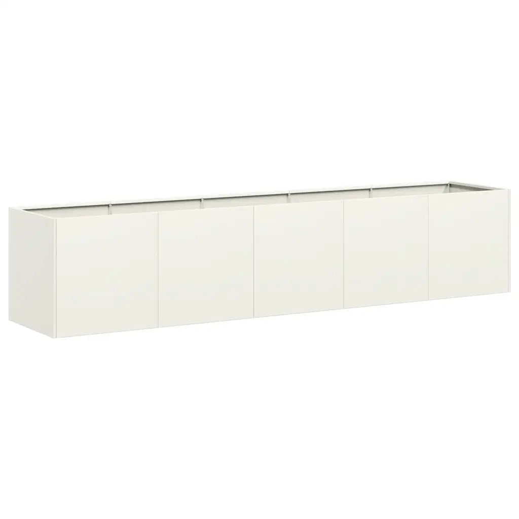 Fioriera | Cassetta per fiori | Vaso Bianca 200x40x40 cm in Acciaio Laminato a Freddo