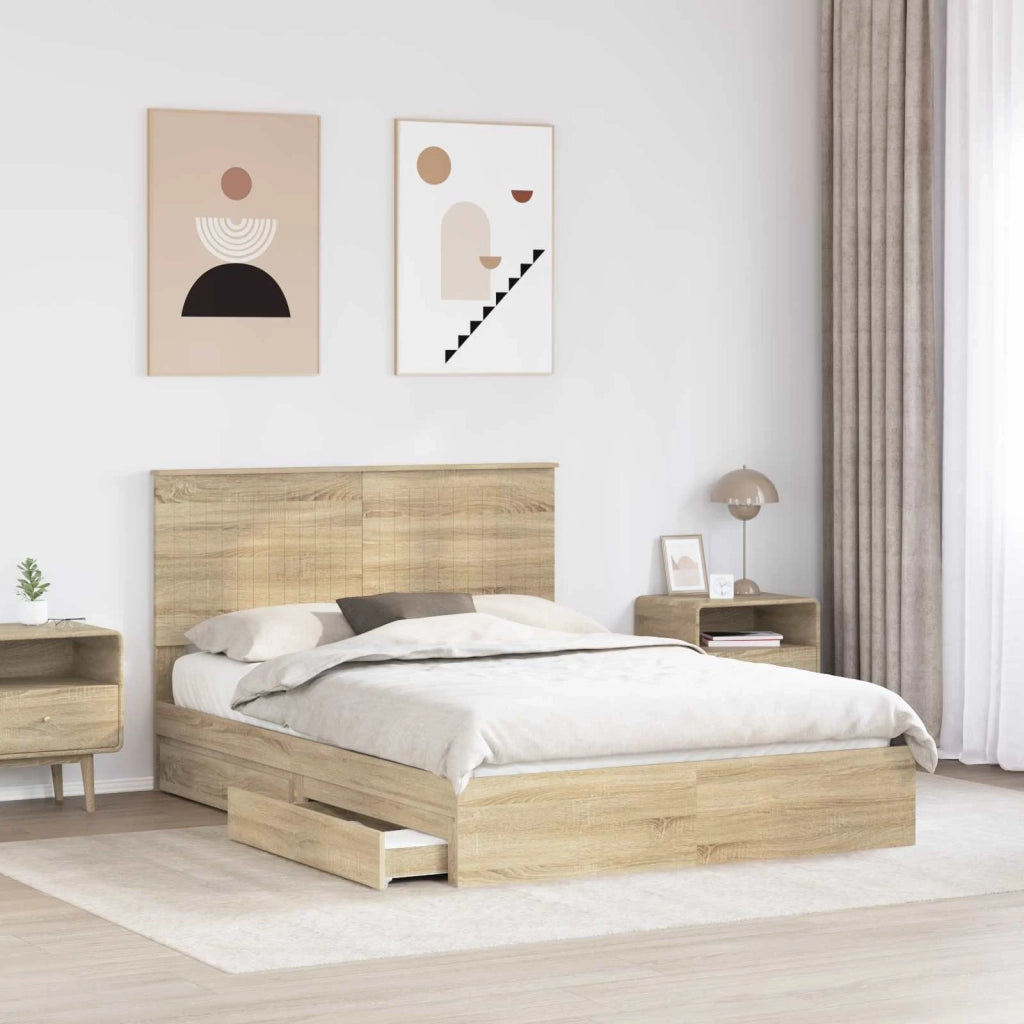 Letto con Contenitore con testiera-Struttura Letto con contenitore Rovere Sonoma 140 x 200 cm 167405