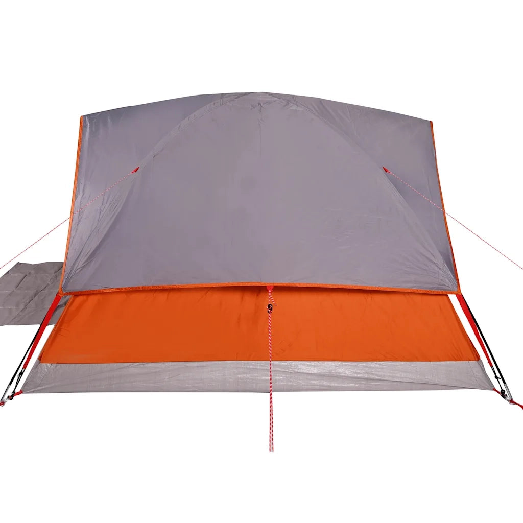 Tenda Familiare a Cupola 6 Persone-Tenda da campeggio Grigio e Arancione Impermeabile
