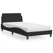 Letto con Materasso Dover Nero 100x200 cm in Velluto