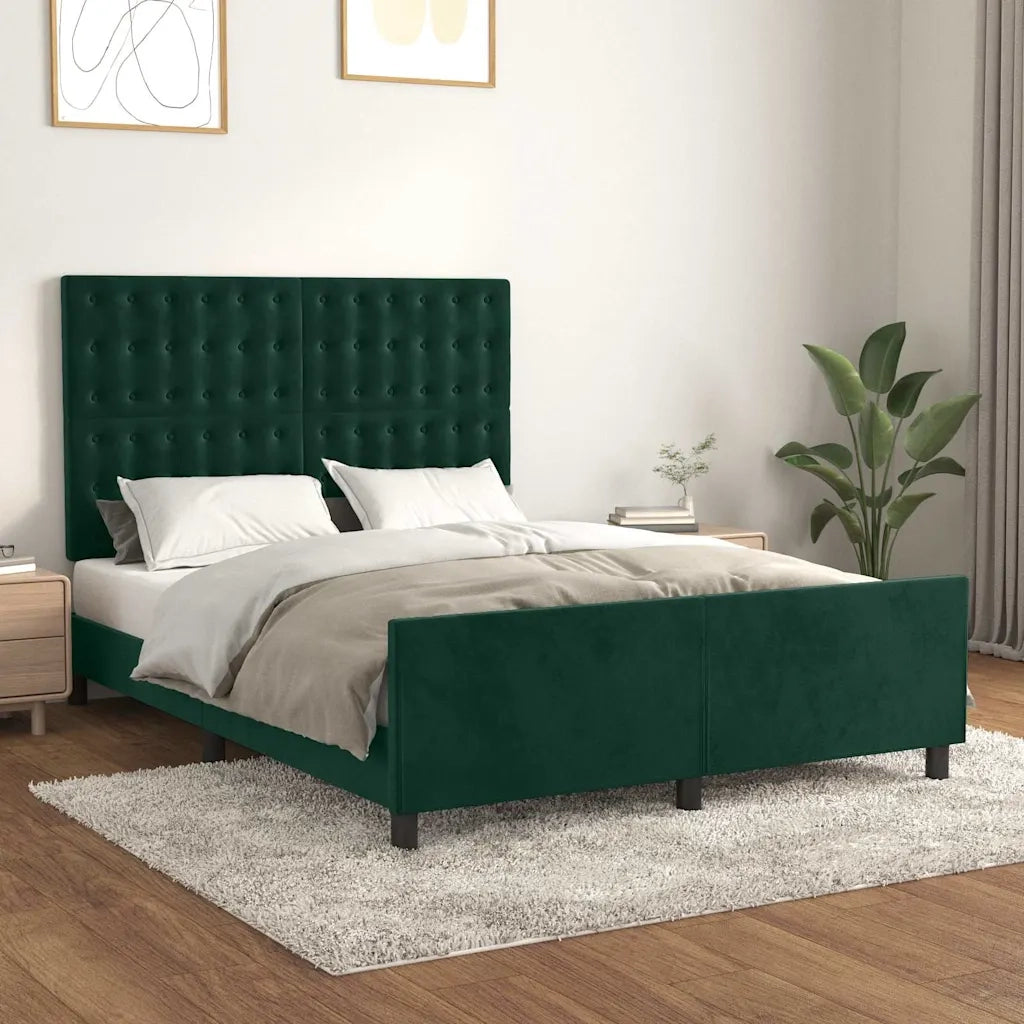 Giroletto senza Materasso Verde Scuro 140x200 cm in Velluto 3126004