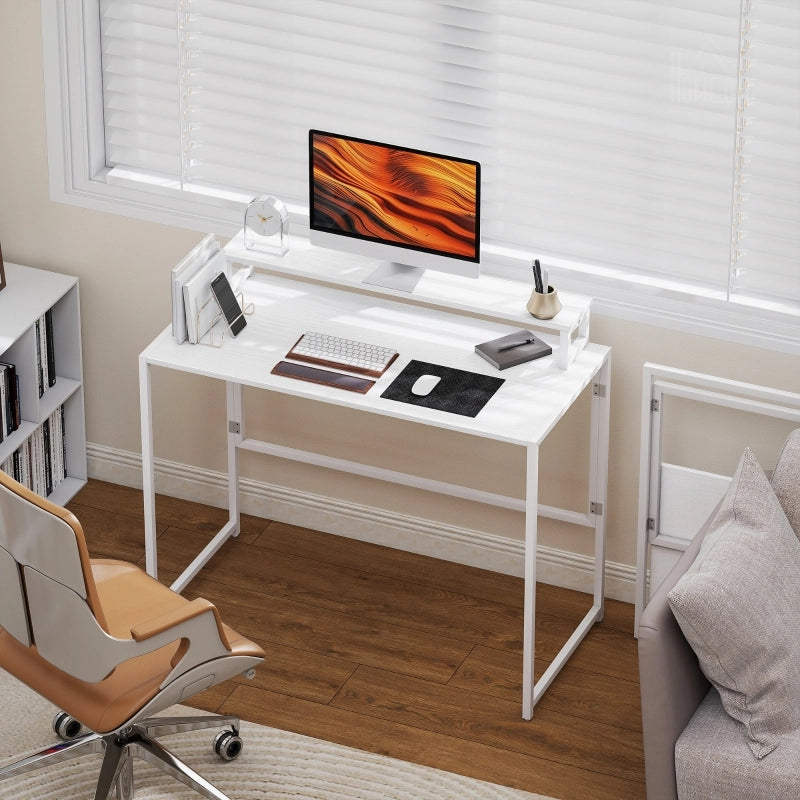 Scrivania/tavolo per computer pieghevole con supporto per monitor, ideale per l'ufficio domestico, 100 x 48 x 87,5 cm.