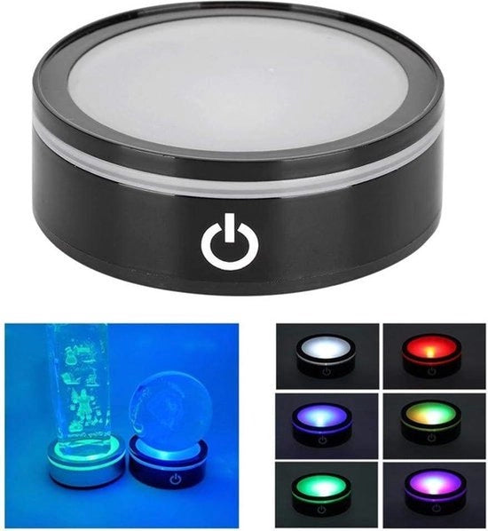 Luce LED Base Cristallo Nero Tasti Flat Multi Modalità Piattaforma Colorata Stand Display Rotonda in 3D