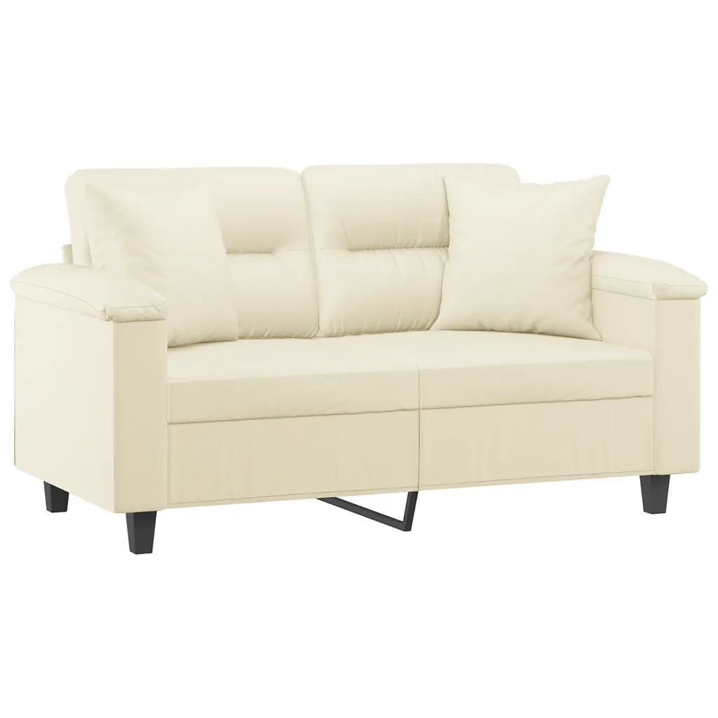 Divano a 2 Posti con Cuscini-Sofa 2 Posti con Cuscini Crema 120 cm in Similpelle 856555