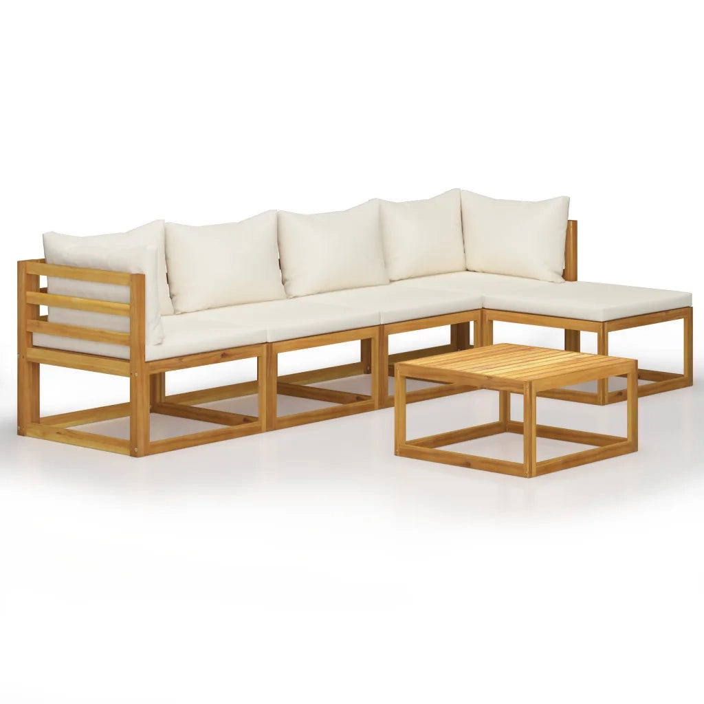 Set Divani da Giardino 6 pz con Cuscini Crema Massello Acacia 3057636
