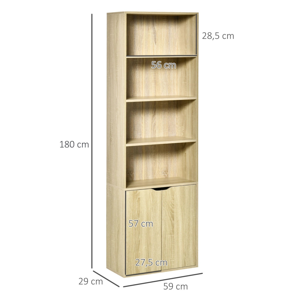 Libreria con ante e scaffali aperti ¨C Minimal ¨C 59x29x180 cm Legno naturale