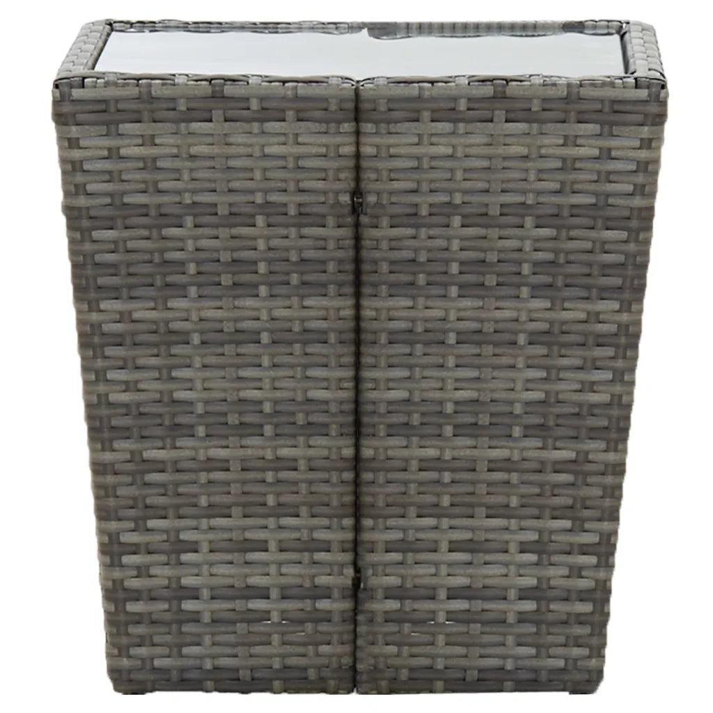 Set Bistrot Giardino 3 pz Polyrattan e Vetro Temperato Grigio 3058365