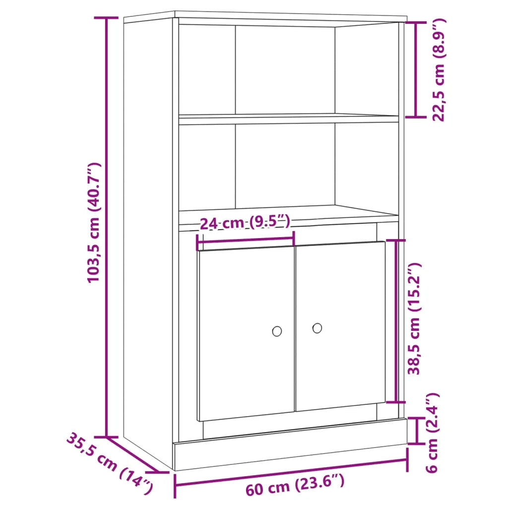 Credenza Legno Antico 60x35,5x103,5 cm in Legno Multistrato 857147