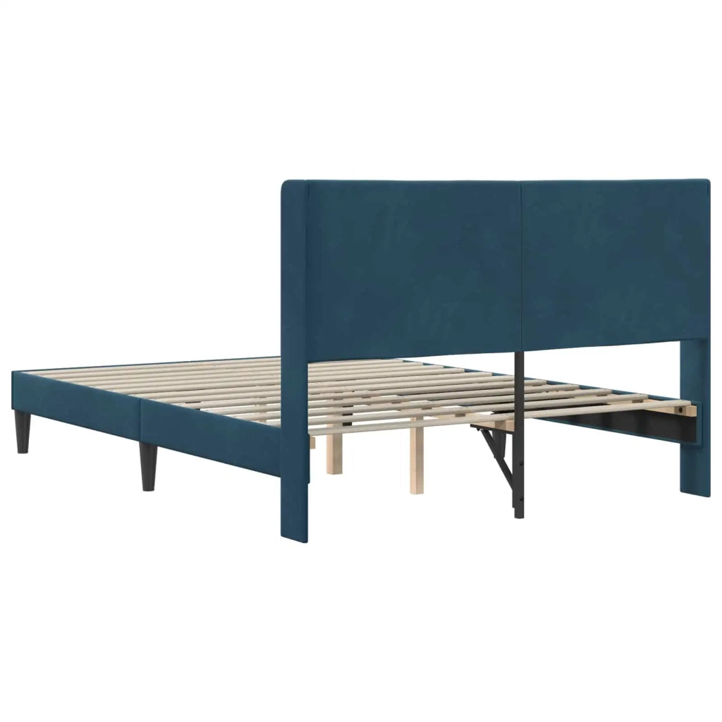Letto matrimoniale | Letto per adulti | Struttura del letto con testiera Blu 140 x 200 cm Velluto