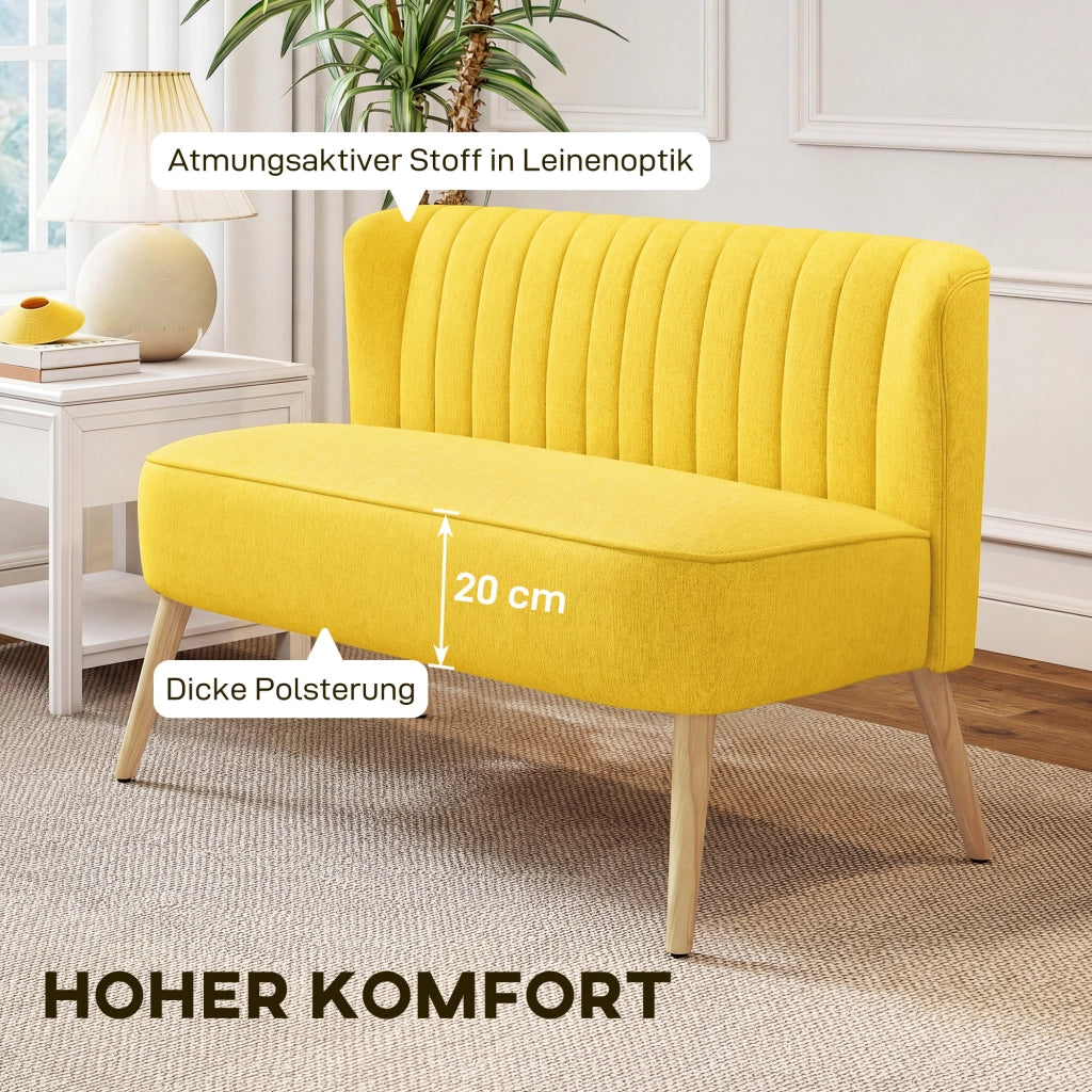 Divano 2 posti imbottito ¨C Minimal ¨C Tessuto antimacchia giallo 117x56.5x77