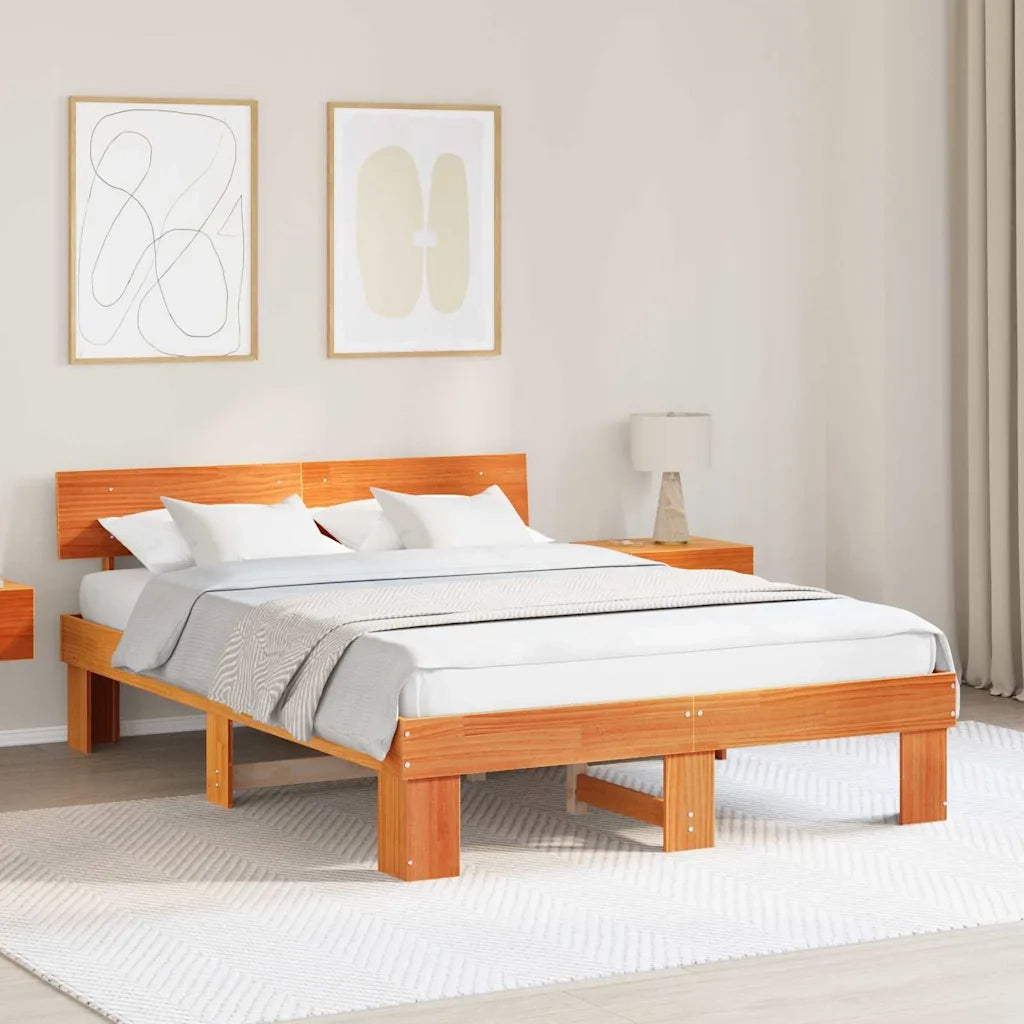 Struttura del letto Marrone cerato 160 x 200 cm Pino massello 872562