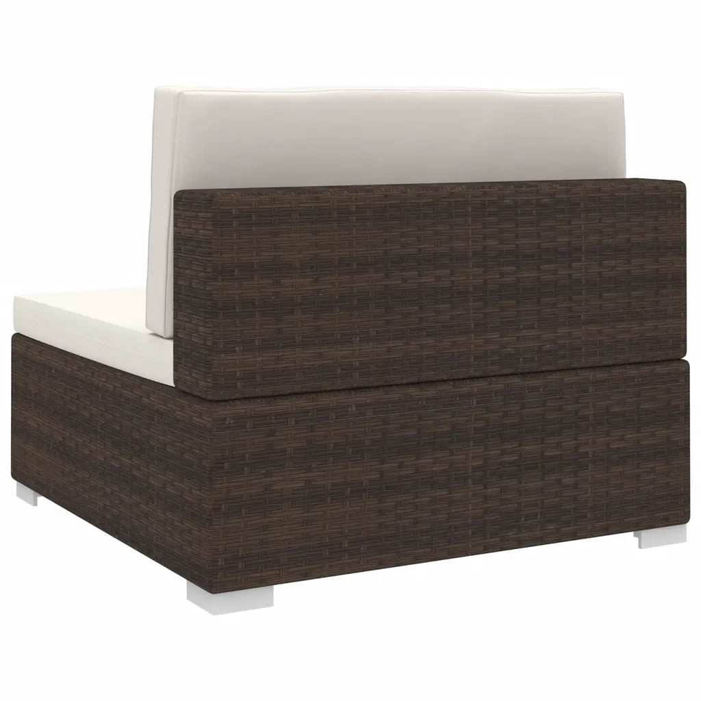 Seduta Centrale Modulare con Cuscini in Polyrattan Marrone 48288