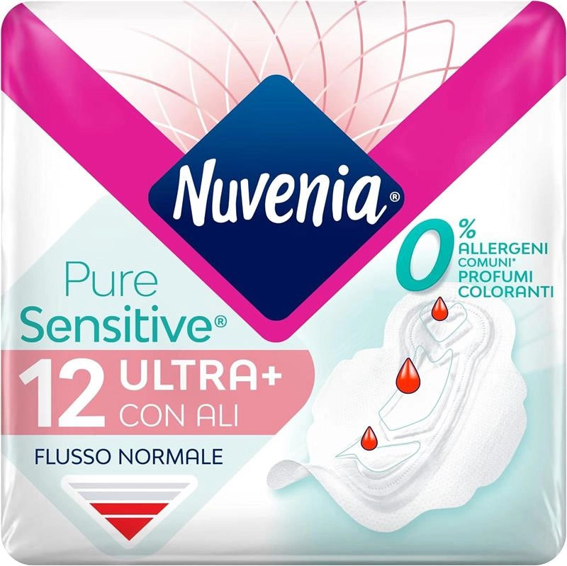 NUVENIA ASSORBENTE PURE SENSITIVE ULTRA CON ALI SUPERFICIE DELICATA PER PELLI SENSIBILI 12 PZ